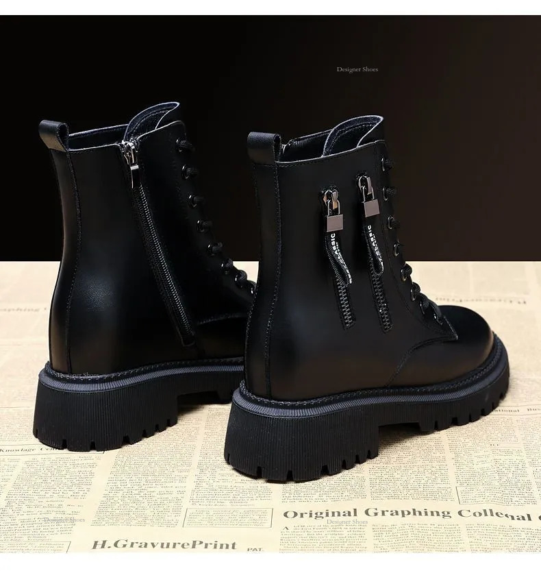 Fashion New 2024 Thick Soled Short Boots Comfortable And Durable Explosive Short Sleeves Trendy And Versatile Black Boots