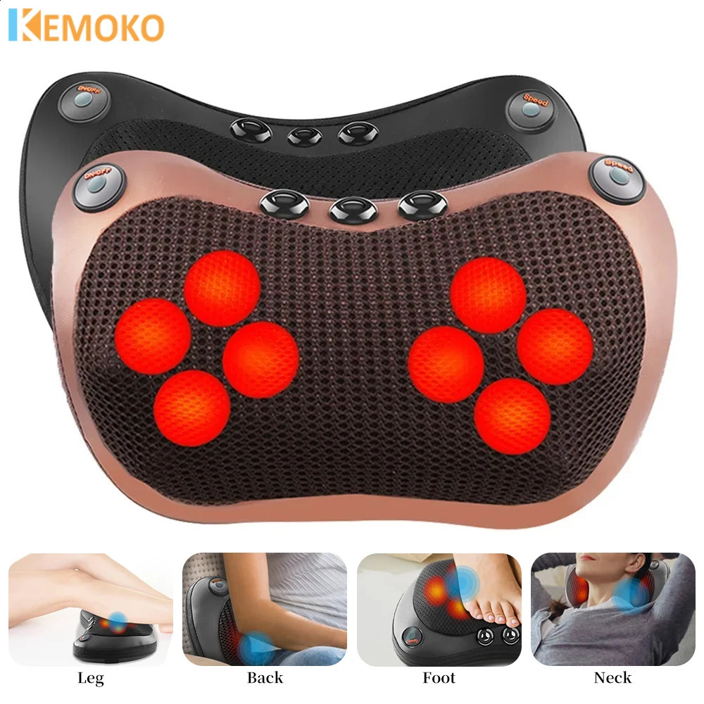 Electric neck and back massager 3-speed Cervical Traction body massager car back pillow heating full body vibration massager 240914