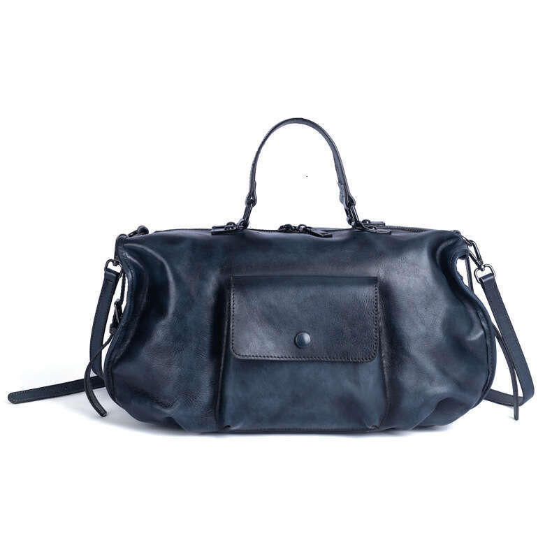 AMZZ 2024 Summer New Women's Head Layer Leather Shoulder Cross Hand Brushed Large Capacity Bag