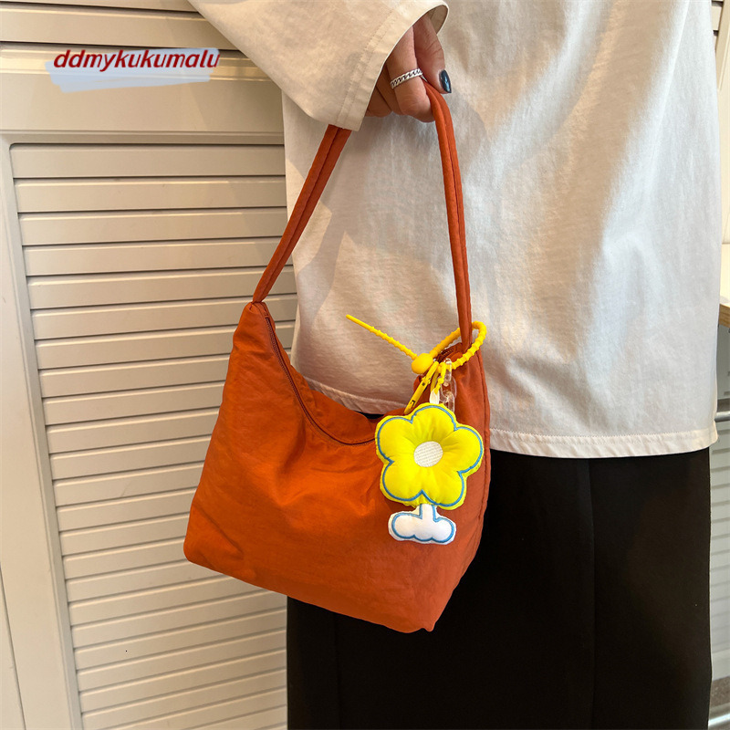 Solid color handbag for women, large capacity soft and sticky nylon cloth minimalist underarm bag, handbag, new single shoulder mommy bag H725#18 f434