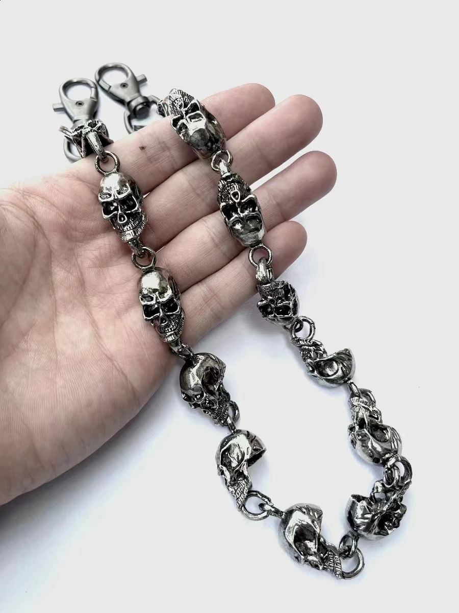Mens waist chain keychain retro skull metal hip-hop gothic punk skull pants jeans bicycle wallet keychain accessories 240914 - view 3