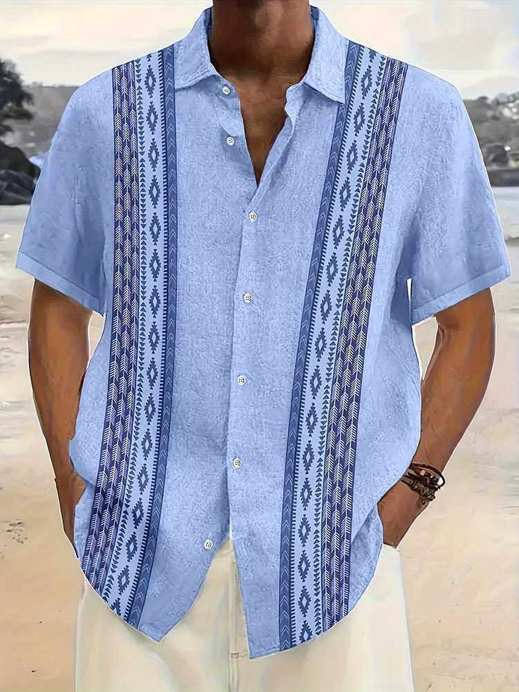 Summer Casual Daily Mens Shirt Beach Holiday Mens Short-sleeved Shirt Fashion Striped Printed Mens Short-sleeved T-shirt Z240914