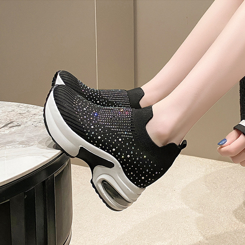 High Quality Air Cushion For Women lightweight Breathable Hiking Shoes Rhie Platform wedge SLIP-ON sneakers Loafers