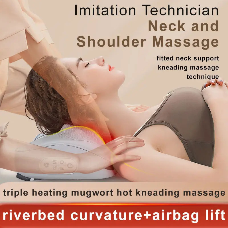 Low noise massage pillow heated massage pad with finger pressure roller for neck and shoulder head and waist massage traction 240914