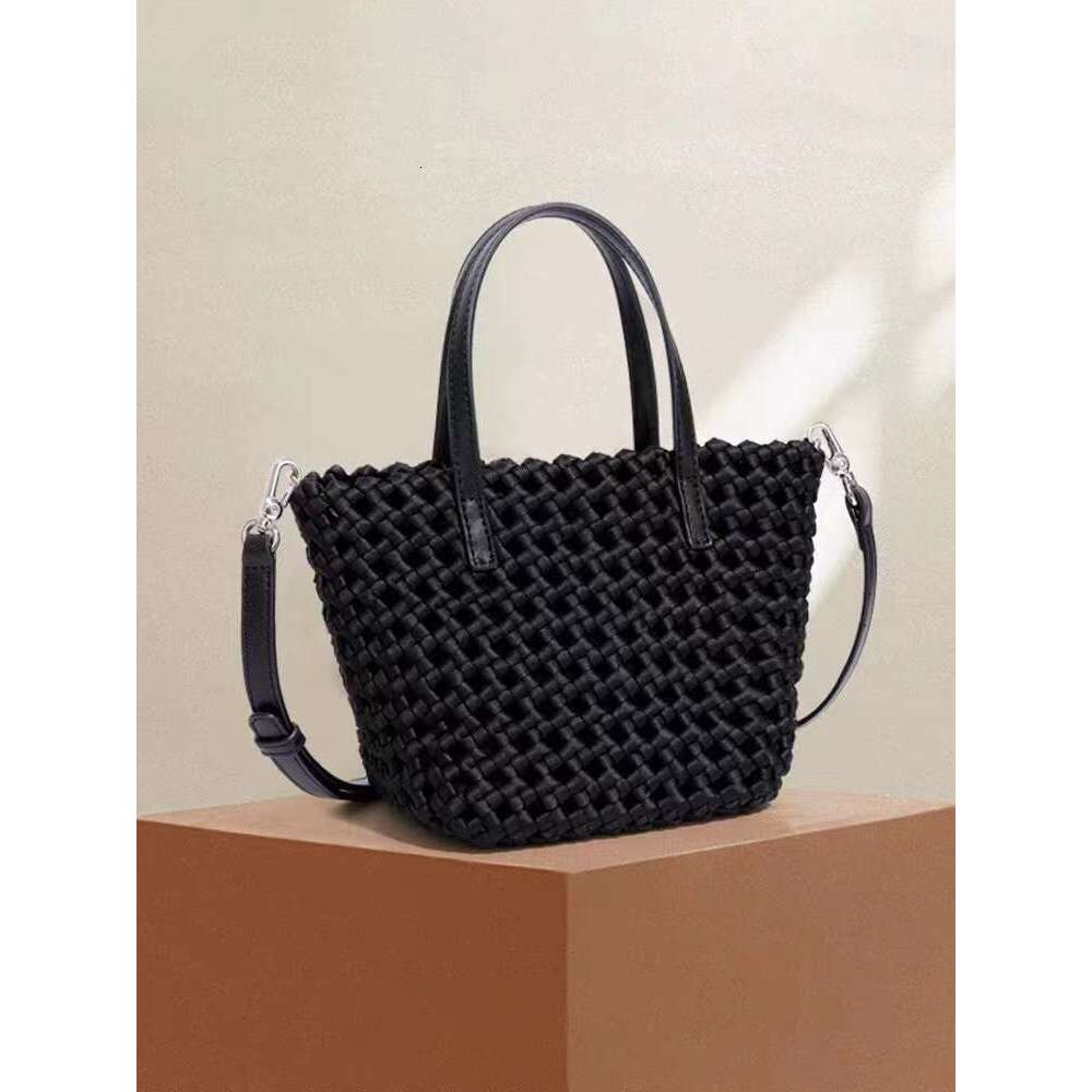 High Quality Hollow Out Woven Handmade Bucket Women's Handbag Female Shoulder Messenger Lady Purse Fashion Composite Bag