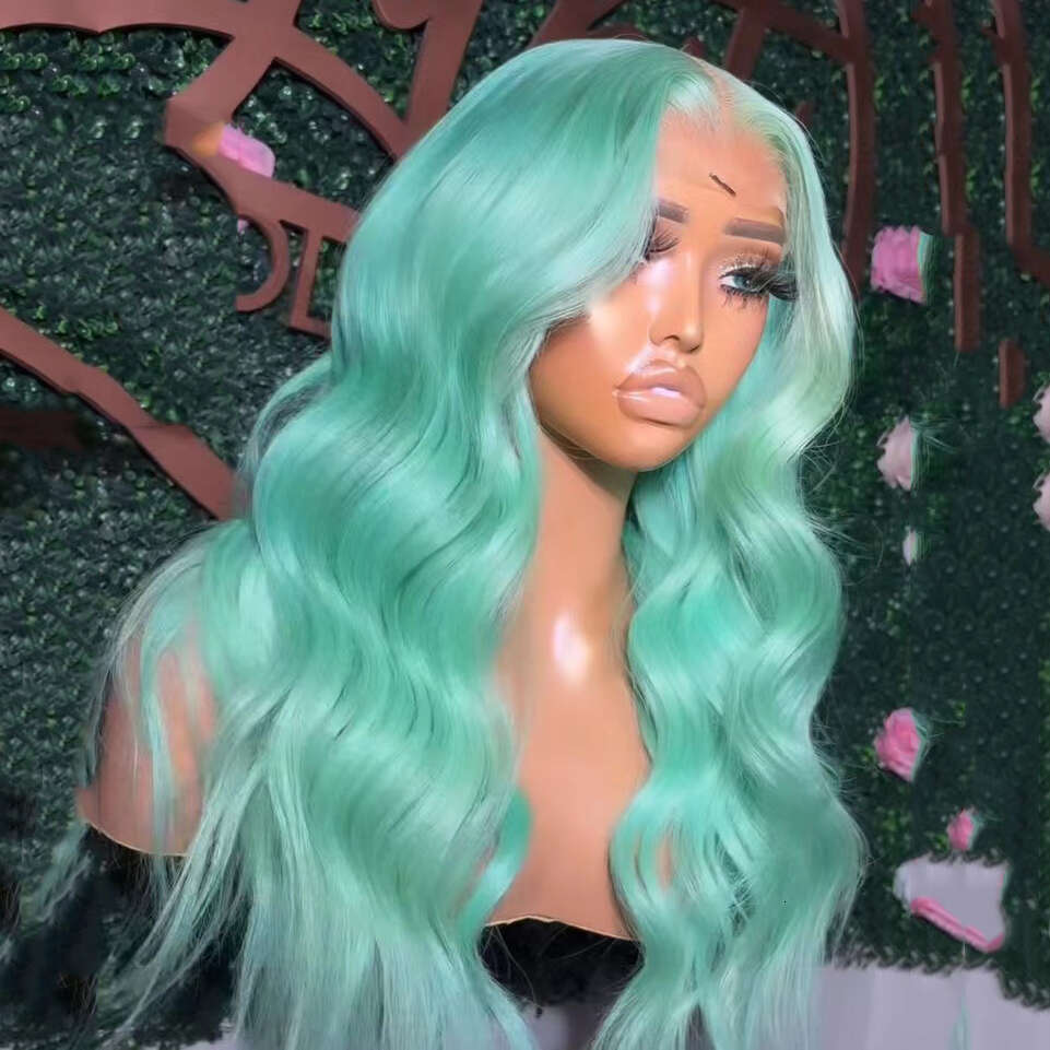 Blue Lace Front Wig Body Wave Wigs For Women Middle Part Synthetic Hair Heat Resistant Natural Haire