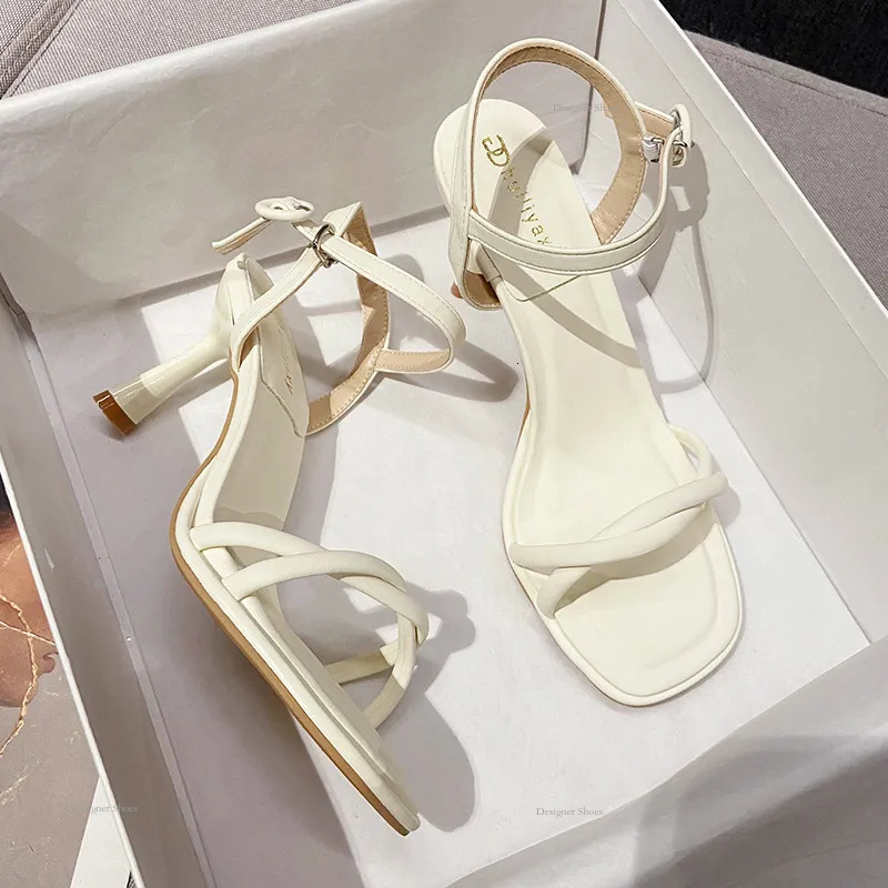 Heeled Sandals High Women's Slim Heels Sexy Open Toed Fairy Style One Line Buckle Strap Sandals Free Of Shipping