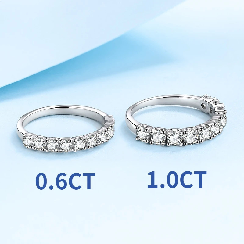 HTOTOH 925 Silver White Gold Bubble Ring for Women Matching Wedding Diamonds Band Engagement 240906