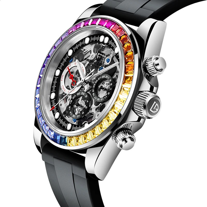 PAGANI Top Mechanical Automatic Watch Men Ceramic Bezel Rainbow Business Waterproof Watch Relogio Masculino 240906