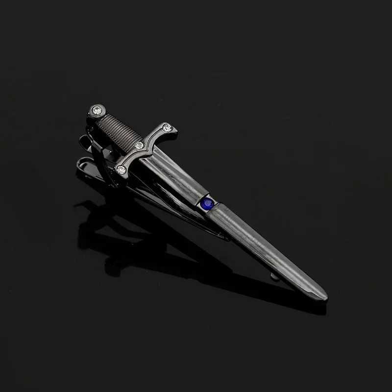 Sword and Tie Clip Personalized Mens Business Banquet Party Formal Dress Shirt Collar Accessories Fashionable and Simple Crystal Tie Clip W240914