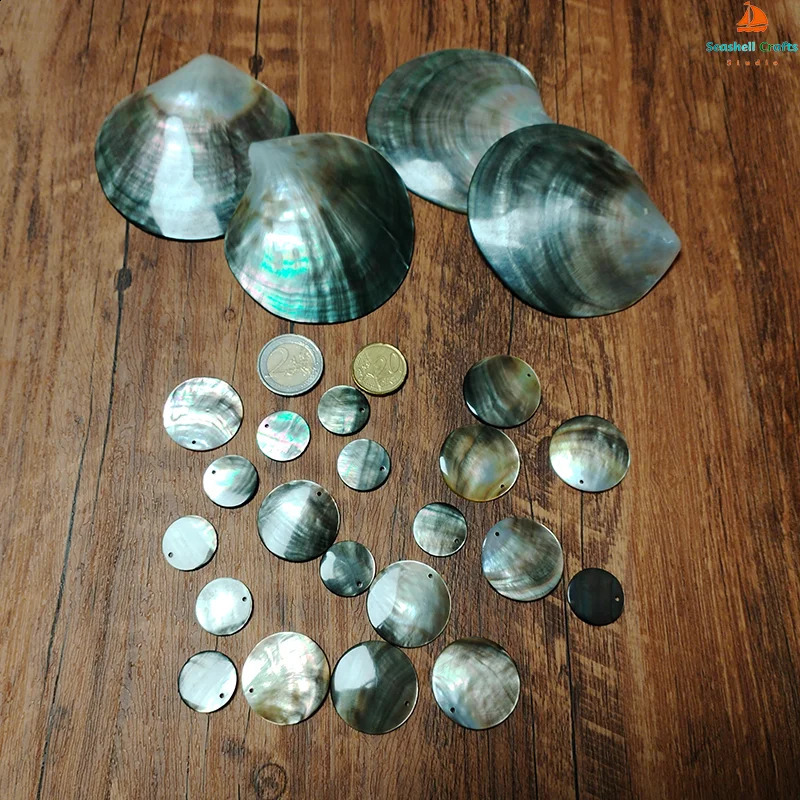 2 PC Black Mother of Pearl Shells Polished Pinctada Margarilifera Sea Shell Handmade Creative DIY Jewelry Beads Caviar Container 240907