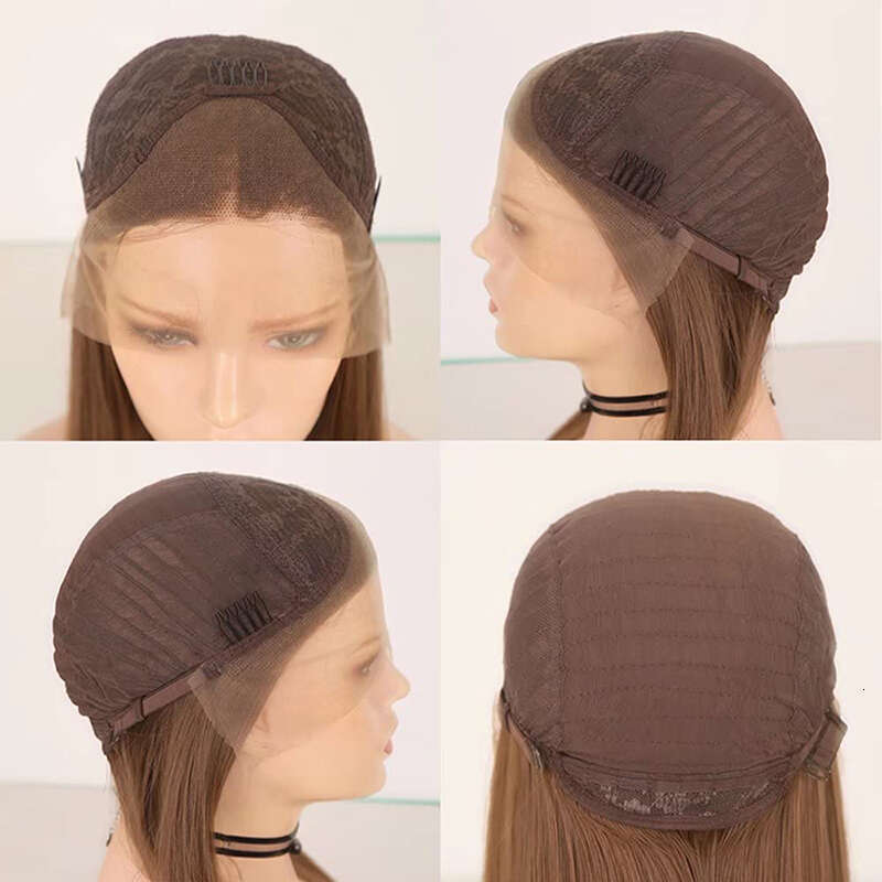 AIMEYA Dark Brown Body Wave Synthetic Lace Front For Women Free Part Cosplay Colorful Wigs