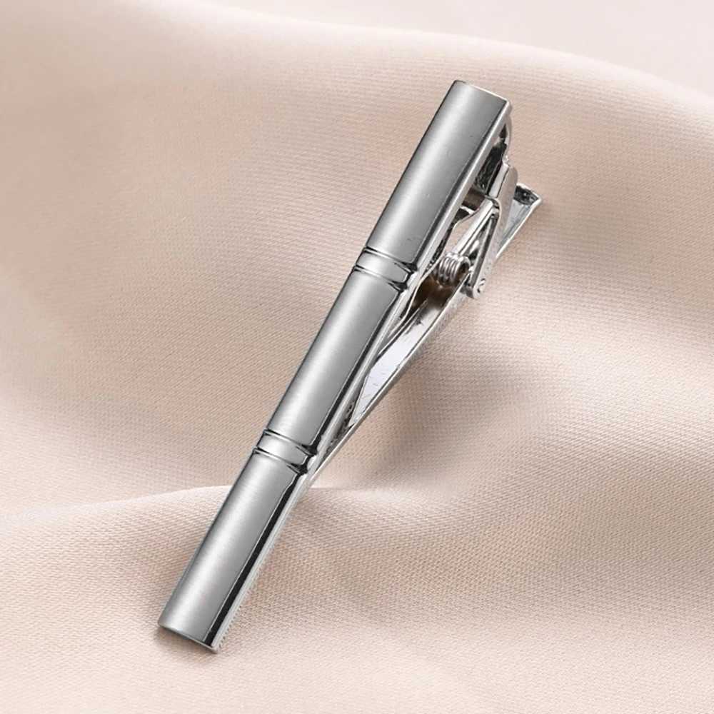 New copper metal silver tie clip suitable for mens wedding collar tie clip mens tie clip with gift box mens tie rod crystal tie pin W240914