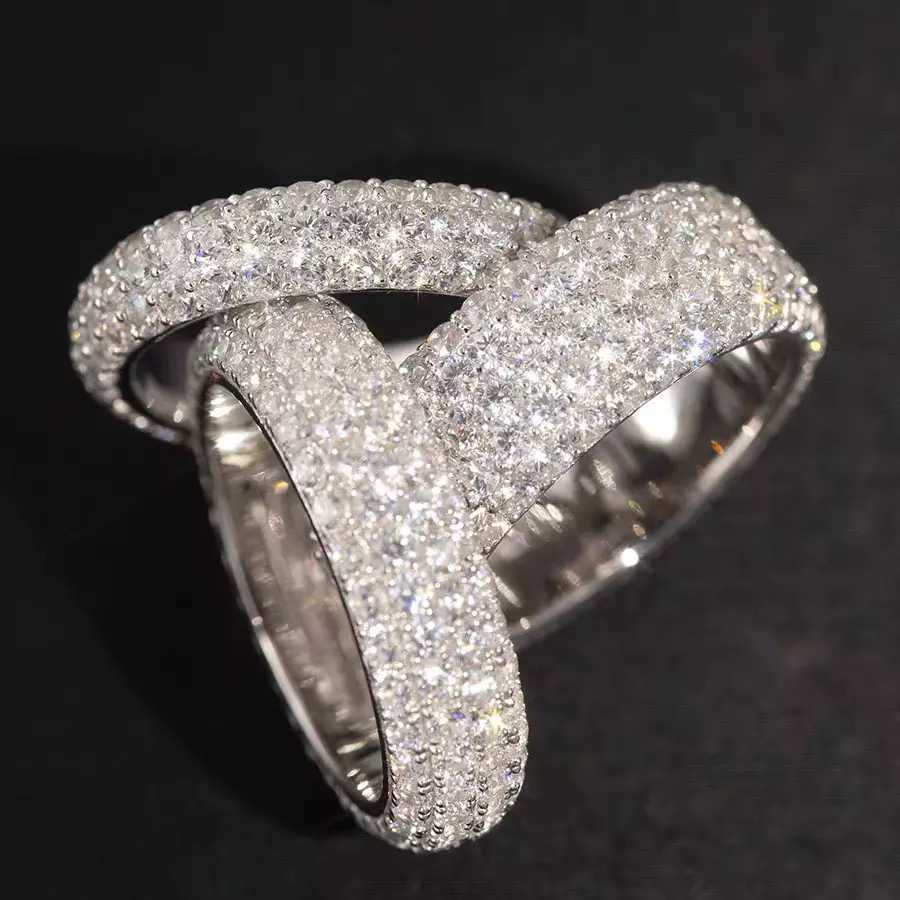 Fashion Jewelry Iced Out Ring VVS Moissanite Diamond Gold Plated 925 Solid Silver for Hip Hop Men Ring