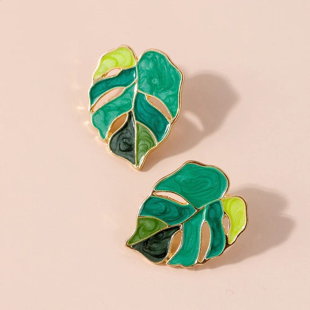 Lost Lady Plant Green Leaf Enamel Drop Earrings for Women Spring Fashion Statement Wholesale jewelry Paty Gifts Bijoux 240906