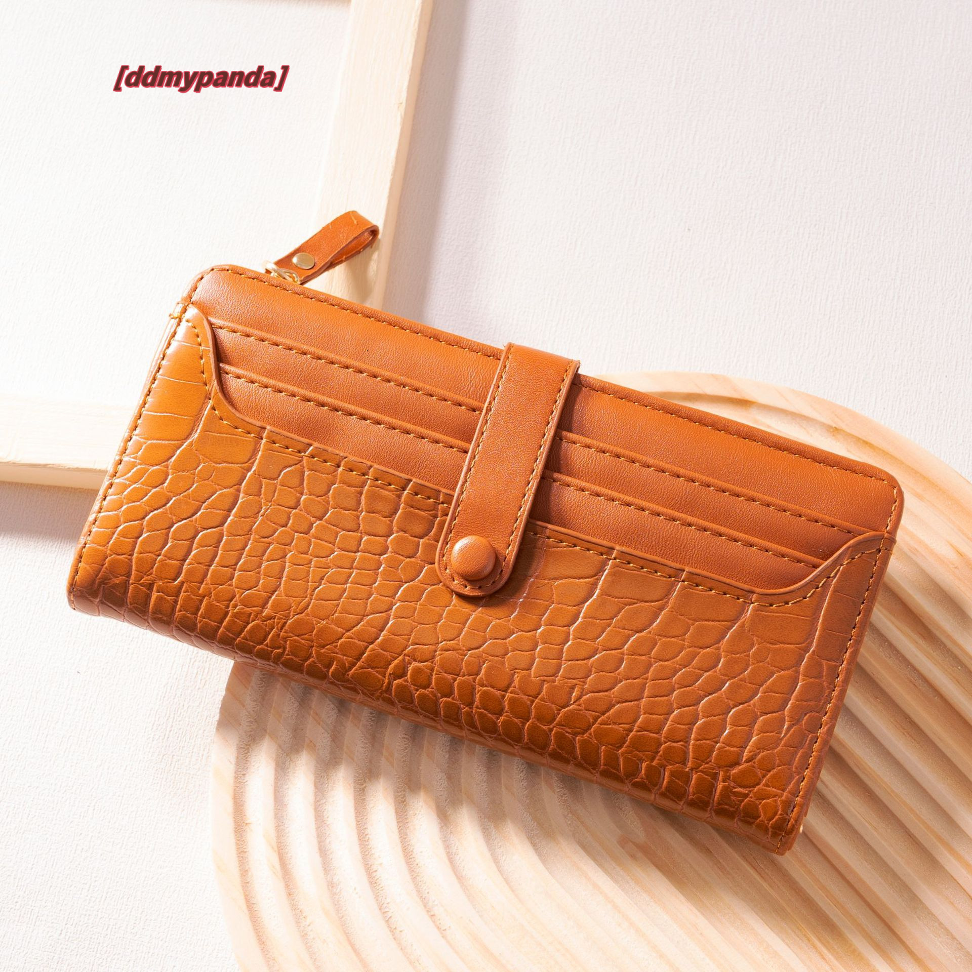 New Korean Women's Long Fashionable Handheld Bag with Crocodile Pattern Zipper Buckle Creative Light Luxury Wallet for Women #13 ddmypanda