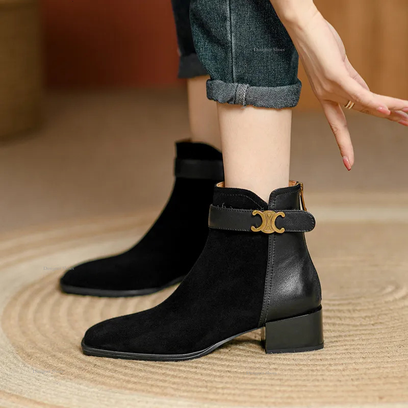 2024 Fashion New Bottom Comfortable Durable Explosive Thick Heel Simple Thin Brown Short Versatile Martin Boots