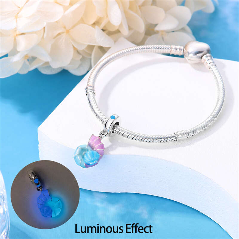 925 Silver Ocean Series Octopus Turtle Luminous Charms Fit Original Bracelet Charm Beads Necklace DIY Female Jewelry