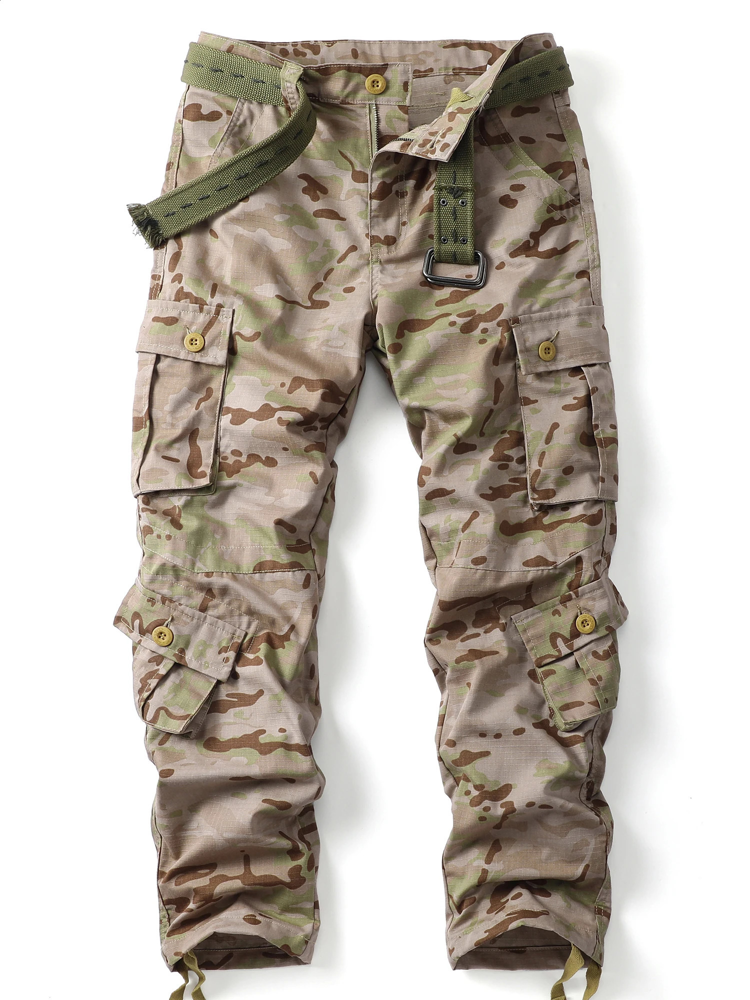 AKARMY Mens Wild Cargo Pants Camo Pants Cotton Casual Work Hiking Pants with 8 PocketsNo Belt 240913