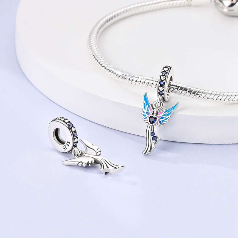 925 Sterling Silver Dragon Angel Gem Butterfly Blue Zircon Charms Bead Fit Original Bracelets DIY For women Fine Jewelry