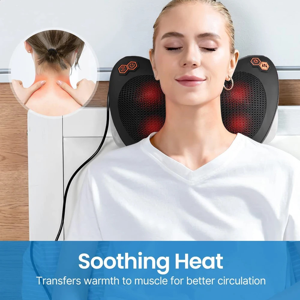 Massage Pillow Neck Massager Heating Car Pillow Finger Pressure Vibration Massager Neck Relaxation Muscle Massage 240914