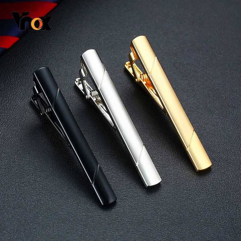 Vnox Mens Classic Tie Clip Black and Gold Gift for Jewelry Accessories W240914