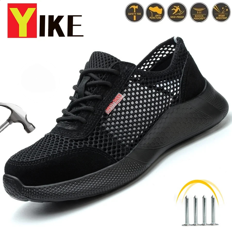 Breathable Work Summer Lightweight Protective Sneakers Safety Steel Toe Shoes Men Puncture-Proof boot e8fa