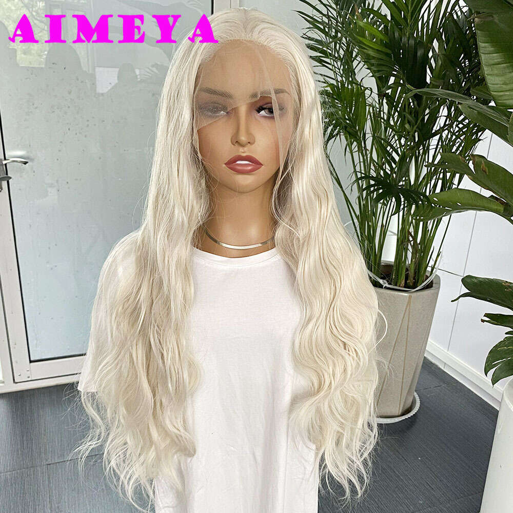 Platinum Blonde Synthetic Lace Front For Women Natural Haire Loose Curly Wig Daily Use Cosplay Heat Resistant Fiber Hair