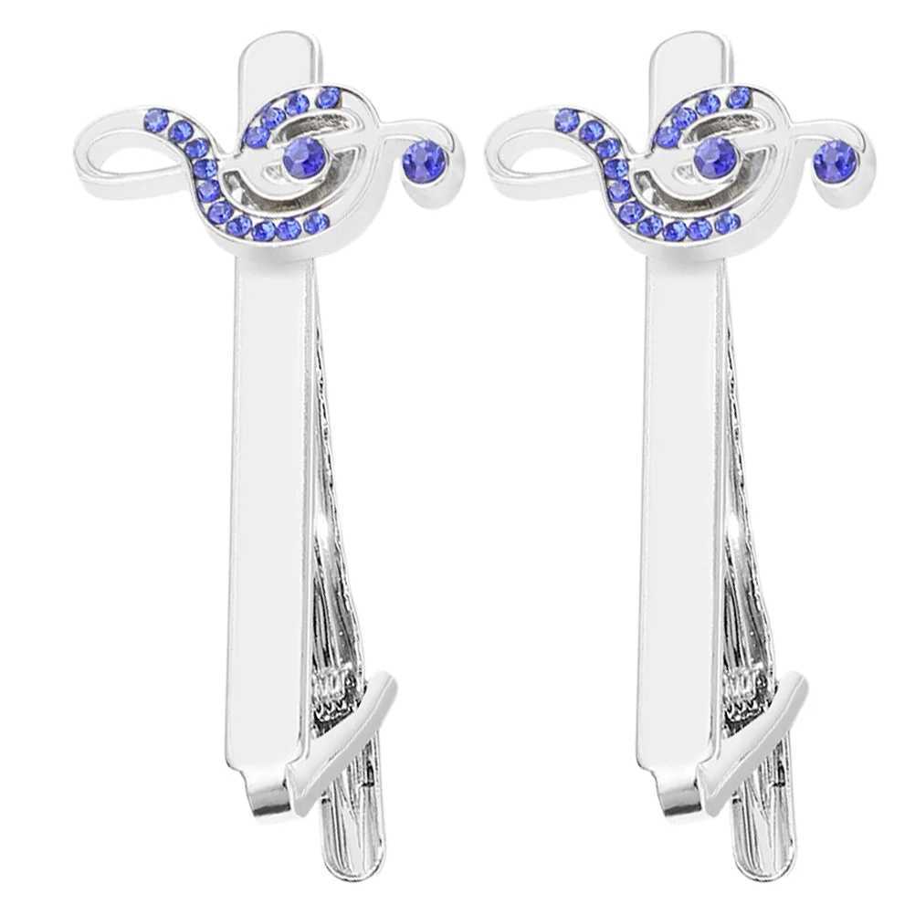 2 Tie Clips European Fashion Mens Wedding Cufflinks Mens Chemical Cufflinks 64X26X19CM Alloy Music Notes W240914