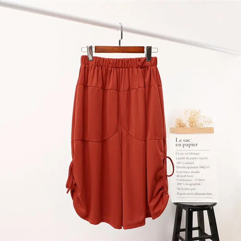 Ultra fine womens summer loose shirt solid color elastic waist harem fashionable full matching pockets Trouser 240913