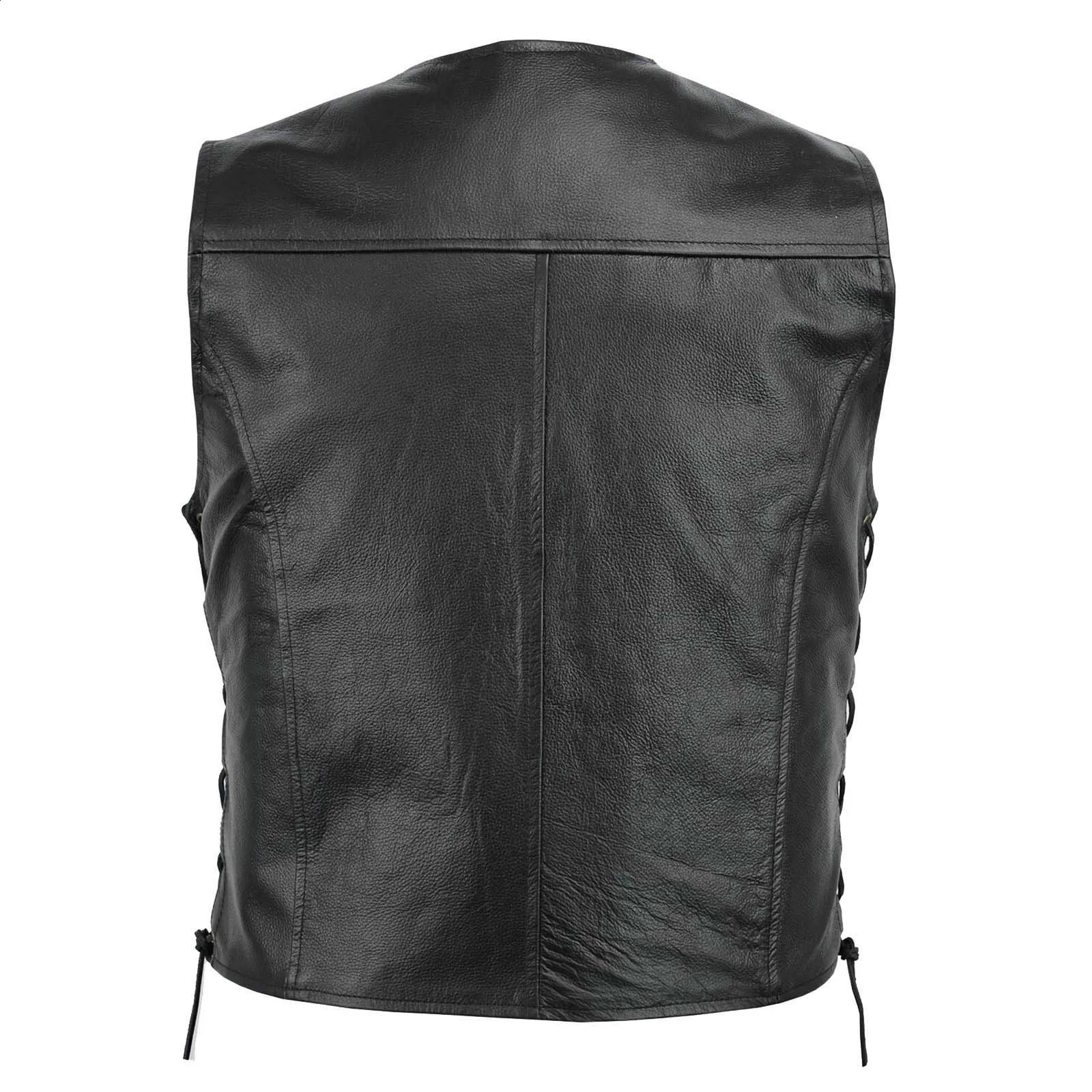 Men Fashion Leather Vest Motorcycle Fleet Punk Leather Vest Coat European and American Style Handsome Blazer Vest Coats 240912