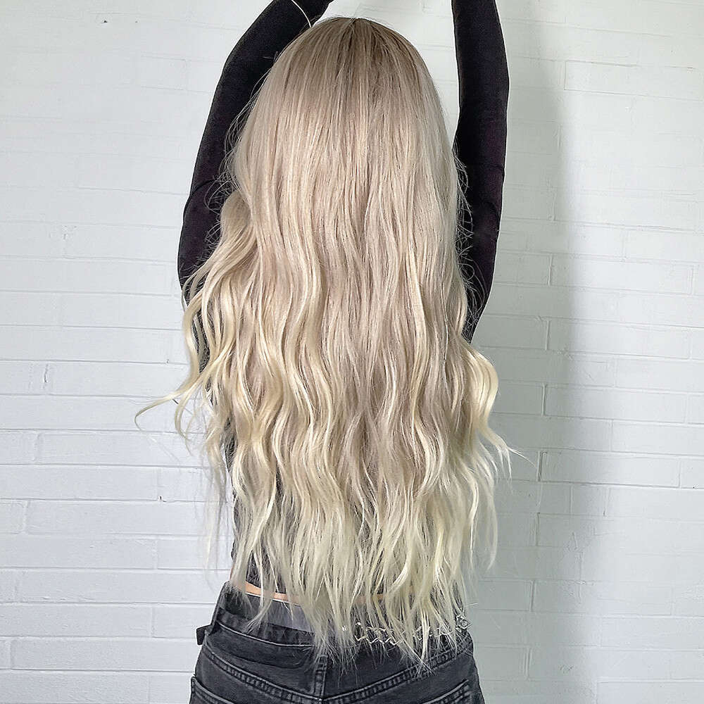 Natural Wave Synthetic Ash Platinum Blonde Lace Front Wig Mixed Human Hair Wigs For Women Heat Resistant Fiber Daily Cosplay