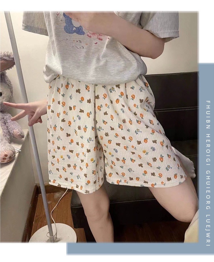 2024 Summer Women's Shorts Bottoms Pamas Soft By Cute Cartoon Print Loose Home Thin Pants Women Sleepwear