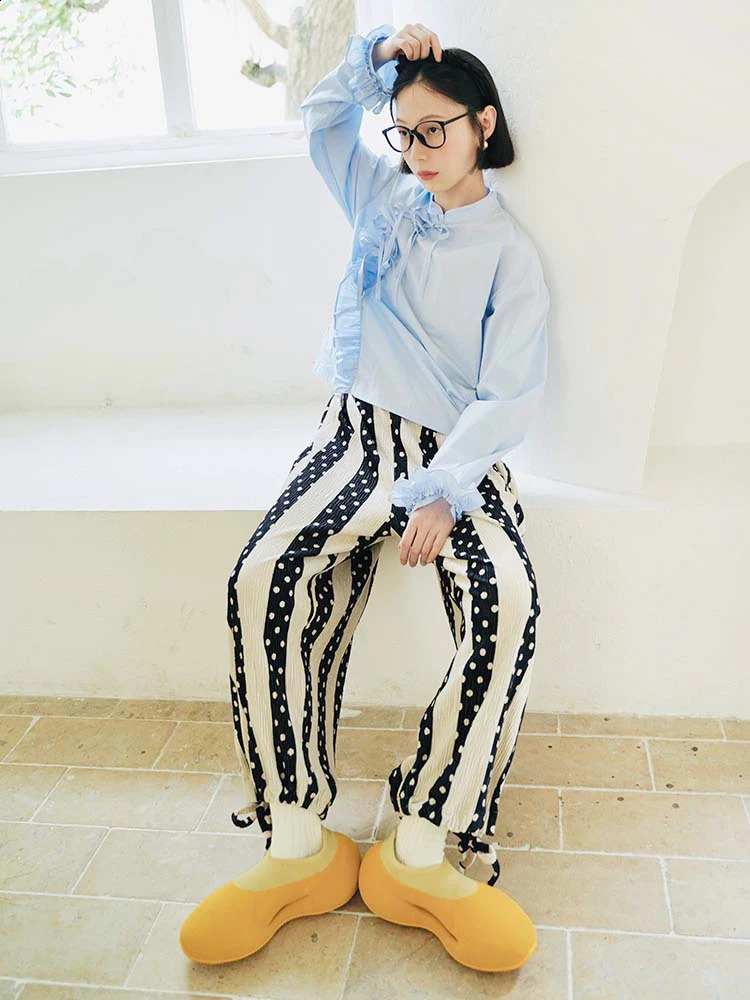 IMAKOKONI original n elastic waist striped pocket loose long leg pants one ninth 223763 240913