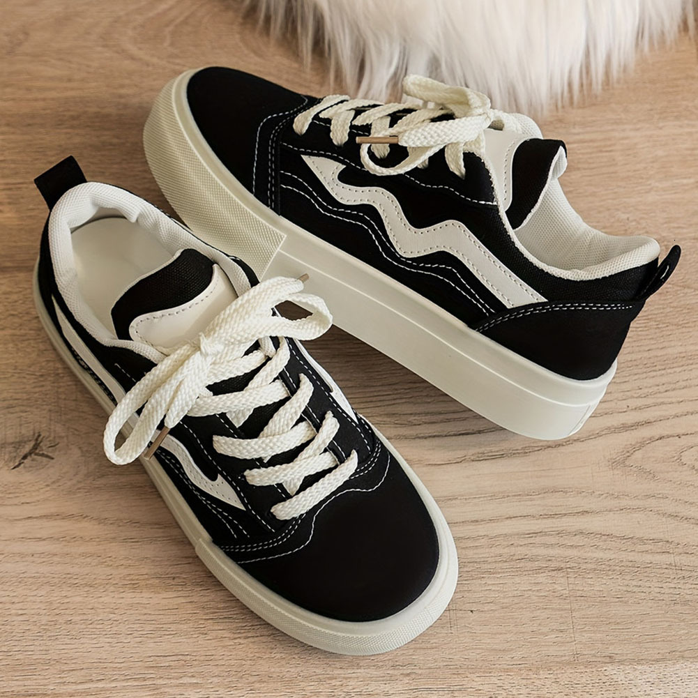 2024 Spring Summer Women's Canvas Casual Lace Up Platform Sneakers Flat Comfy Sports Shoes