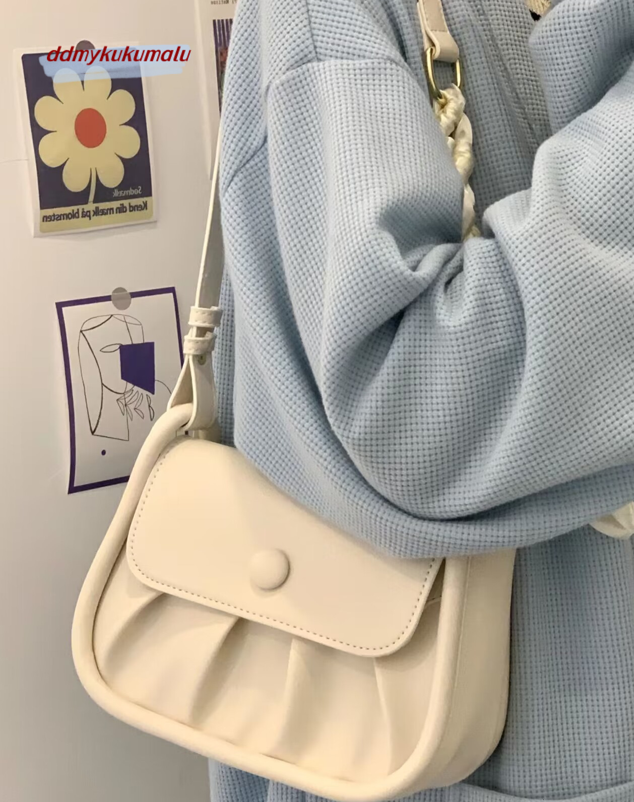 Women's 2024 New Trendy Girls High Quality Small Square with Folded Underarm Versatile One Shoulder Crossbody Bag H724#24 kukumalu