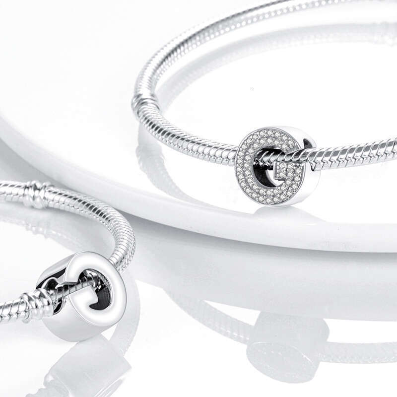 925 Sterling Silver 26 Letters Alphabet Zircon Charms Beads Fit Original Bracelets DIY Jewelry Birthday Gifts