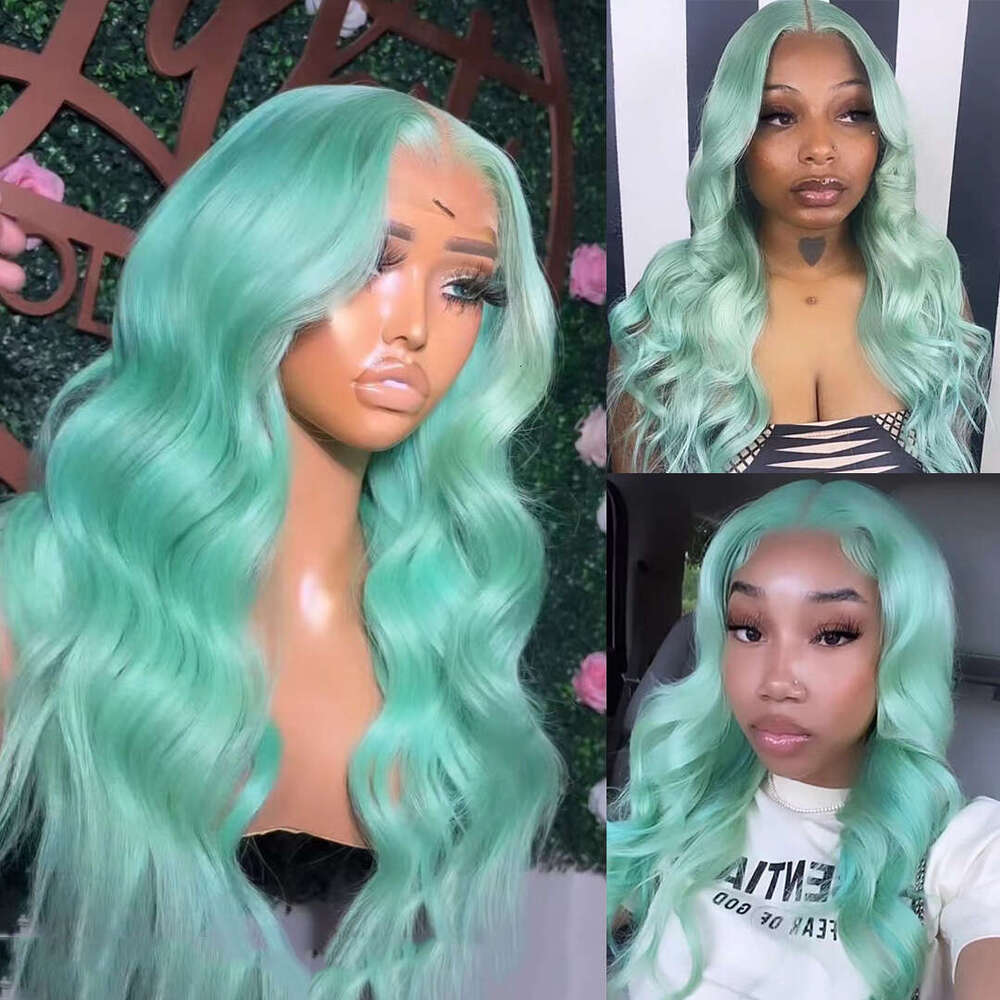 Blue Lace Front Wig Body Wave Wigs For Women Middle Part Synthetic Hair Heat Resistant Natural Haire