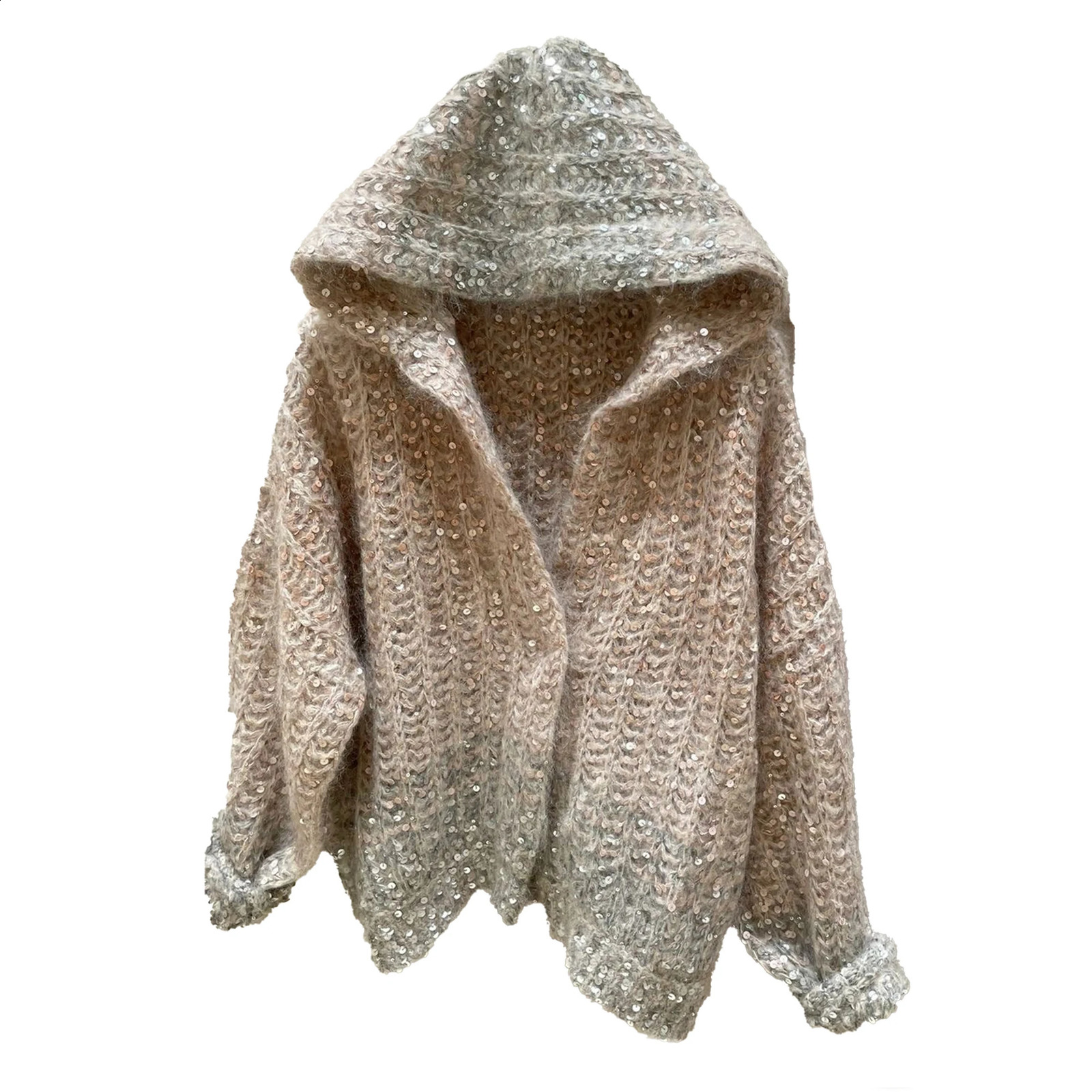 NIGO Womens AutumnWinter Polka Dot Printed Hooded Knitted Khaki Sweater Ngvp #nigo6624 240906