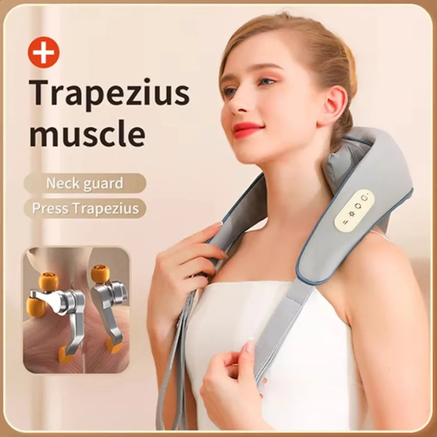 Wireless neck and shoulder kneading massage pillow electric neck and back massager Cervical back relaxation massage shawl 240914