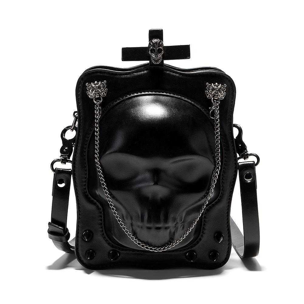 CMM Halloween Dark Gothic Skull Womens One Shoulder Crossbody Bag Subcultural Personalized Mini Square Bag