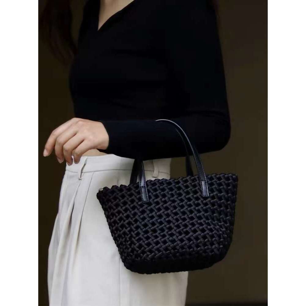 High Quality Hollow Out Woven Handmade Bucket Women's Handbag Female Shoulder Messenger Lady Purse Fashion Composite Bag