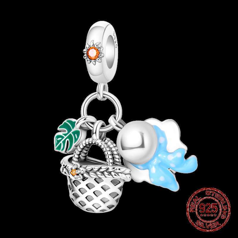 Sterling Silver Travel theme suitcase camera bag pendant Beads Charms Fit Original Bracelets Women DIY Jewelry Gift