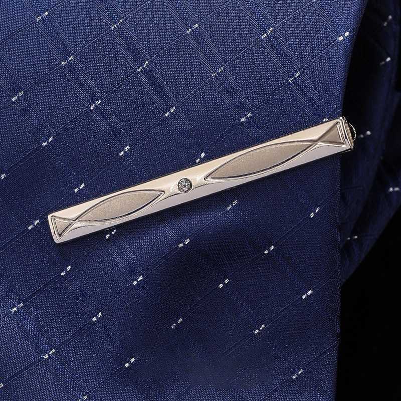 New metal silver tie clip wedding shirt collar buckle clip business gentleman pin jewelry accessory 6cm men W240914