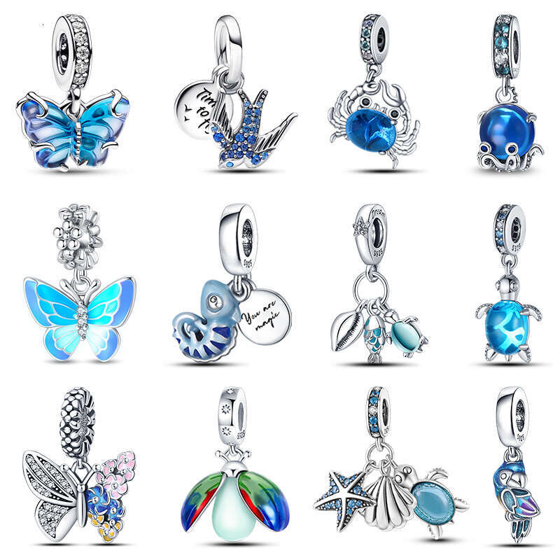 925 Sterling Silver Animal Glow Butterfly Crab Charm Beads Fit Original Bracelets DIY Jewelry