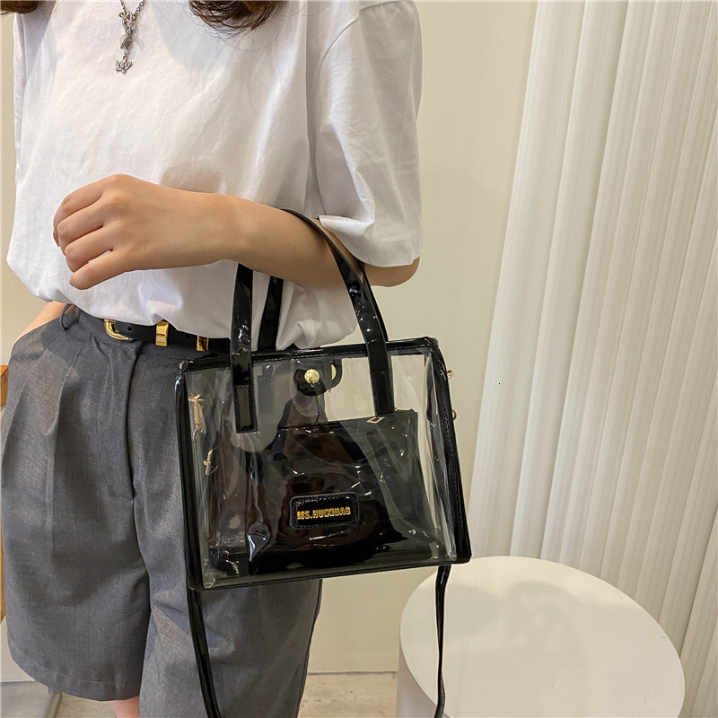 2024 trendy large capacity fashionable transparent handbag jelly beach bun mother shoulder tote bag