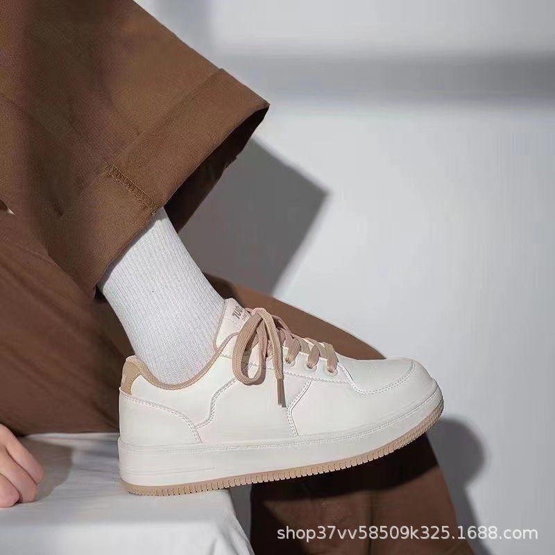 White Korean Thick Soled Four Seasons Board Shoes High School Students New Lace Up Breathable Casual Women Sneakers