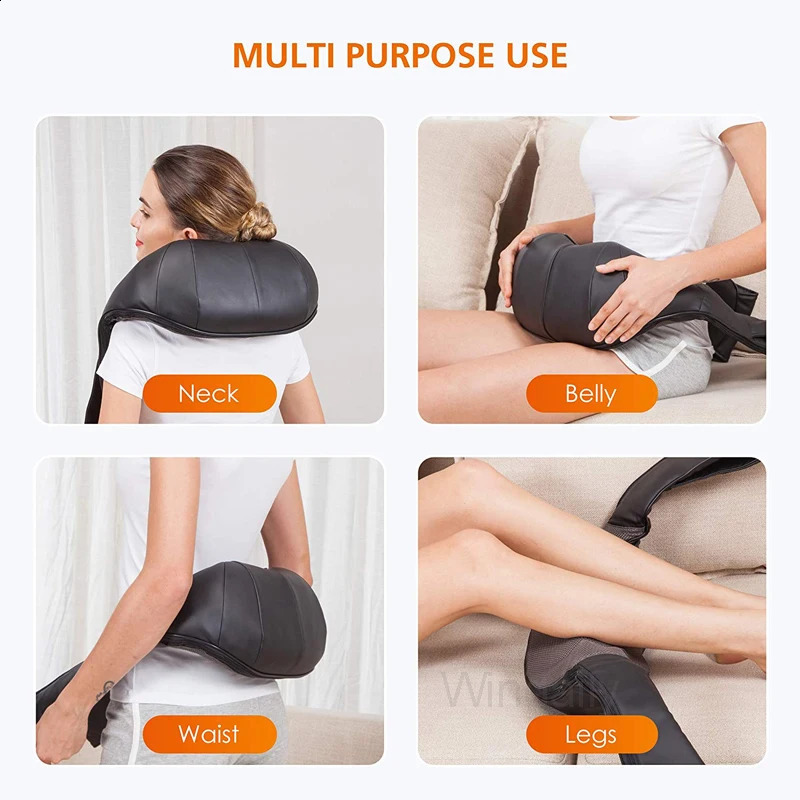 Finger press neck and shoulder massager heated back massager U-shaped deep knee electric massage pillow 240914