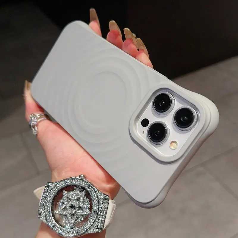 For iphone 16 Pro Max Ripple Liquid Silicon Shockproof Case For iPhone15 14 13 12 Pro Max Wireless Charge Magnetic Cover M240914