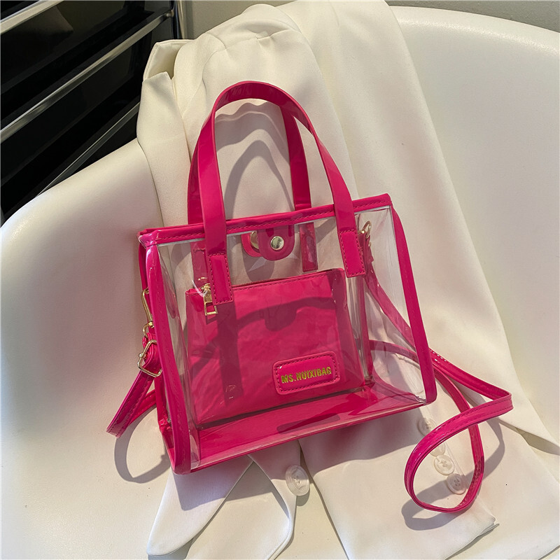 2024 trendy large capacity fashionable transparent handbag jelly beach bun mother shoulder tote bag